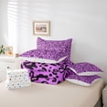 thumbnail image 6 of jejeloiu Cute Cartoon Bowknot 7-Piece Bedding Comforter Set,Jungle Animal Cheetah King Bedding Sets,Purple Black Bed Sheets For Adult,Super Cozy Room Decor Reversible, 6 of 8