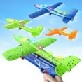 thumbnail image 4 of Wupuaait 3 Pack Foam Catapult Airplane Toy with LED Lights Xmas Gifts for 3-12 Years Old Kids, Green, Orange, Blue, 4 of 8