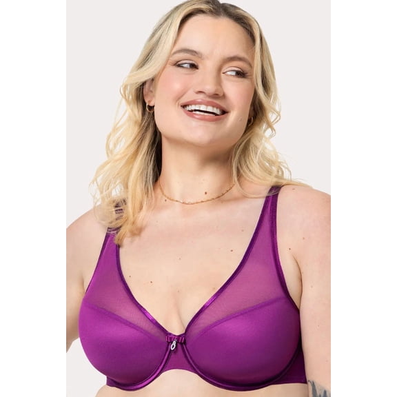Curvy Couture Sheer Mesh Push Up Bra 1310