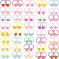 thumbnail image 1 of 80 piezas (40 pares) de lazos elásticos para el cabello con dibujos animados para niñas, bandas para el cabello, cuerdas para coletas para niñas Feliz Sencillez, 1 of 5