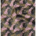 thumbnail image 1 of Soimoi Brown Georgette Viscose Fabric Bunny Rabbit Animal Print Sewing Fabric Yard 42 Inch Wide, 1 of 6