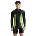 thumbnail image 1 of iiniim Men's Color Block Long Sleeve Surfing Swimsuit Zipper Bathing Suit Sun Protection Rash Guard Black S, 1 of 5