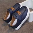 thumbnail image 4 of Purcolt Boys and Girls PU Leather Loafer Sneakers Comfort Casual Round Toe Boat Shoes Lightweight Slip On Walking Shoes with Single Strap Hook and Loop, 4 of 9