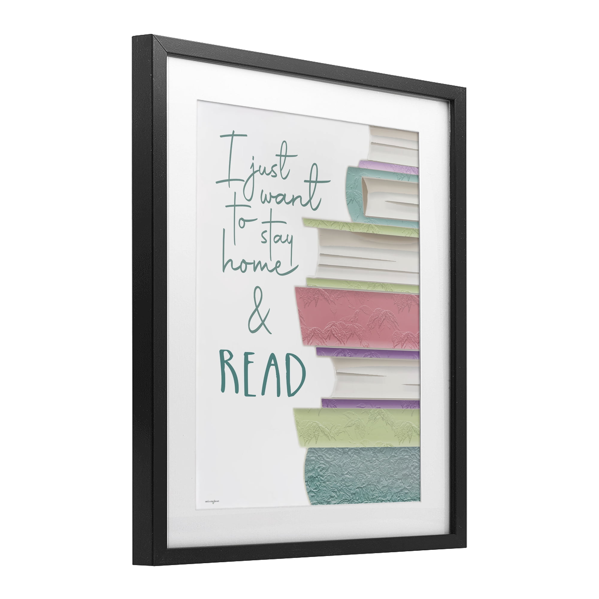 Stupell Industries Stay Home & Read Black Framed Print Under Glass, design by Seven Trees Design