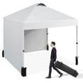 thumbnail image 2 of 10 x 10 Pop Up Canopy, All Season Instant Canopy with 2 Sidewalls and Vented Roof, Wheeled Carry Bag and Sandbag for Camping, Picnic, Party, White, 2 of 9