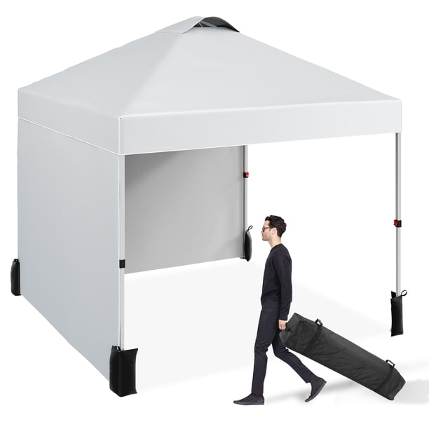 Garvee carpa plegable instantánea 10x10 con 2 paredes laterales y techo ventilado, impermeable y con sombra solar, incluye bolsa con ruedas para jardín, camping y eventos