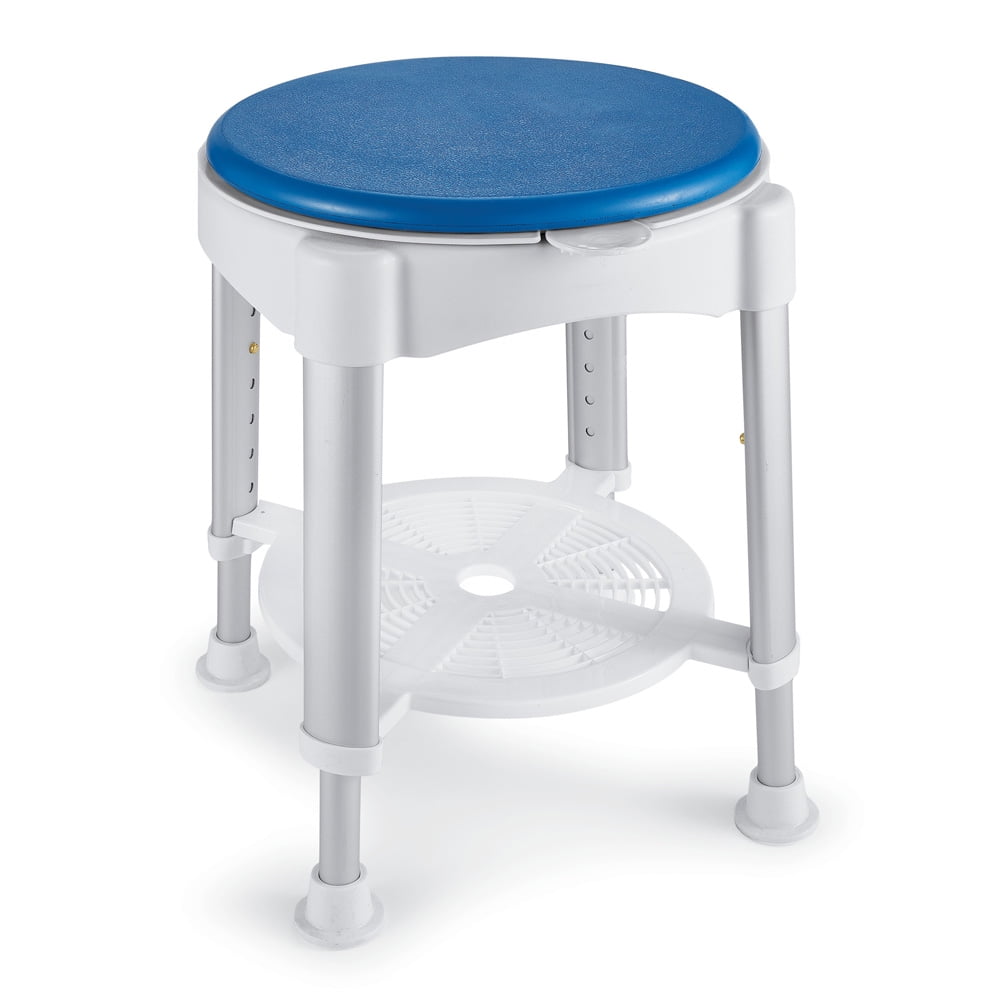 HeavyDuty Adjustable Swivel Shower Stool, Metal, Padded Seat, White