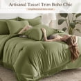 thumbnail image 4 of SONORO KATE 5 Pieces Twin Comforter Set – Tassels Boho Bed in a Bag, All Season Bedding Set with 1 Fitted Sheet, 1 Flat Sheet, 1 Pillowcase and 1 Sham, Sage Green, 4 of 10