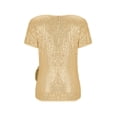 thumbnail image 7 of BLVB Womens Sequin Tops Short Sleeve Sparkly Shirt V Neck Glitter Party Club Blouses Dressy Concert Outfits, 7 of 7