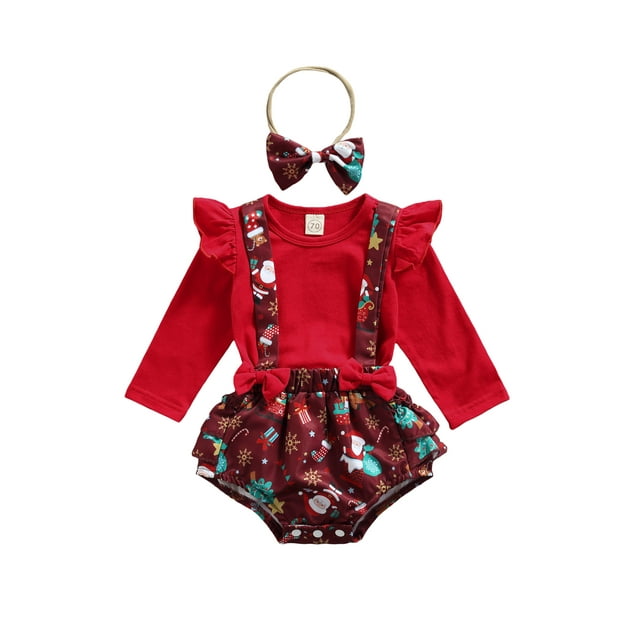 Kmbangi Ensemble de Vêtements pour Bébés Filles, Hauts, Bretelles et Coiffe