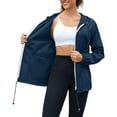 thumbnail image 5 of Htigea Outdoor Rain Jacket for Women Lightweight Waterproof Raincoat Full Zip Up Hooded Windbreaker with Pockets Light Blue L, 5 of 9