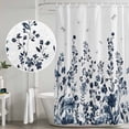 thumbnail image 5 of Blue Botanical Shower Curtain, Waterproof Shower Curtains for Bathroom, Dragonfly Flower Leaf Retro Ink Style Washable Fabric Bathtub Curtain Set Bath Decor with 12 Hooks Standard 72"x72", 5 of 8