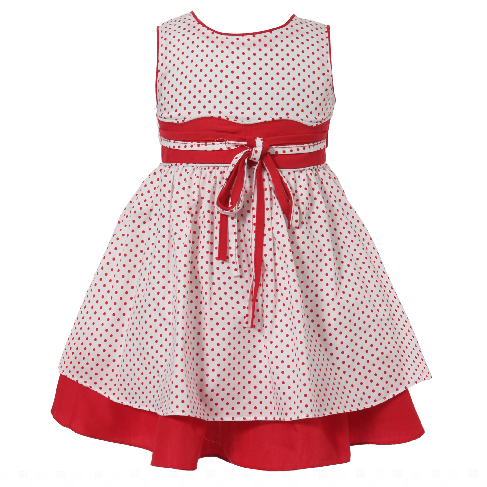 Richie House Girls' Sleeveless Polka Dot Printed Dress RH1511