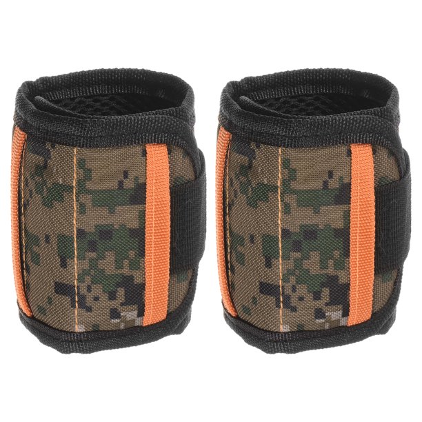 2 piezas de banda magnética para muñeca, para tornillos, 15 imanes de nylon con bolsillos, camuflaje