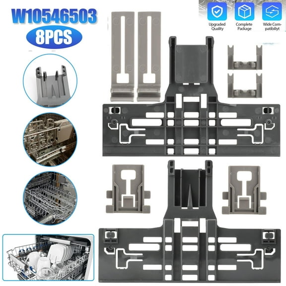 UPGRADED 8 Pack Dishwasher Top Rack Adjuster Replacements for Whirlpool Kenmore W10546503 W10195840