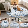 thumbnail image 6 of Ocean Crab Round Area Rugs 3 ft, Blue Yellow Sea Star Shell Coral Blue Washable Small Area Rug with Non-Slip Sturdy Edge Binding Round Front Door Mat Floor Carpet for Entryway, 6 of 9