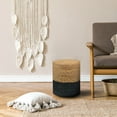 thumbnail image 3 of IVV Foot Stool Natural Seagrass Hand Weave Poufs Round Ottoman for Couch Desk Soft Stool Small Side Table for Hallway Office Lounge, Natural/Black, 3 of 4