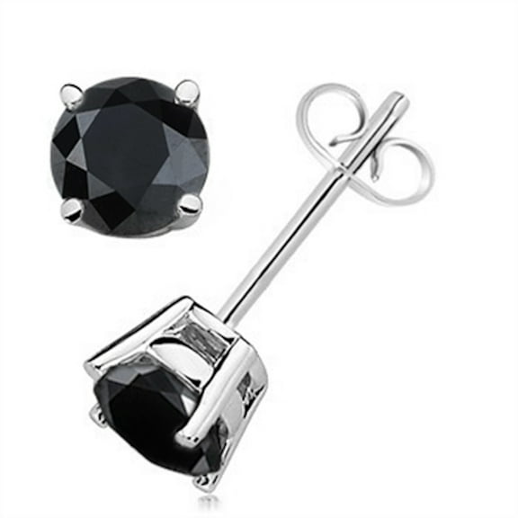 Aonejewelry 0.40 CTW Round Black Diamond Solitaire Stud Earrings In 14K Gold