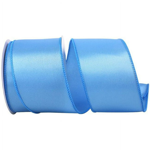 Reliant Ribbon 92575W-052-40F 2.5 in. Satin Value Wired Edge Ribbon, Light Blue - 10 Yards