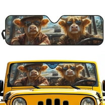 Uorisanigo Windshield Sun Shade for Jeep, Highland Cow Animal Print Front Windshield Sunshade Compatible with Wrangler TJ JK JL1997-2024 - Car Window Heat Shield Keep Your Car Cooler