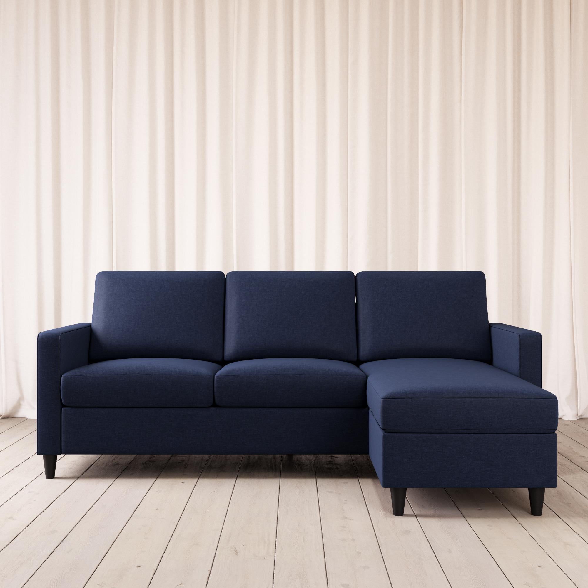 DHP Cooper Modern Sectional Sofa, Blue Linen
