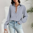 thumbnail image 3 of Heisall Womens Blouses Solid Color Lapel Collar Long Sleeve Button Front Puff Sleeve Shirts, 3 of 7