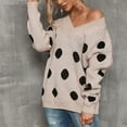 thumbnail image 5 of Aoochasliy Womens Sweaters Pullover Clothes V-neck Knitted Sweater Polka Dot Pullover Trendy Knitted Sweater Tops Blouse, 5 of 7