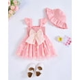 thumbnail image 3 of 6 Months Baby Girl Dress 12 Months Girls Sleeveless Dress Solid Color Cute Bowknot Infant Girls Suspender Dress Tulle Dress with Hat Pink, 3 of 7