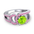 DiamondCapitals 2.50 Carat Round Cut Peridot & Pink Sapphire Gemstone