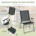 thumbnail image 4 of Resenkos 2 Pieces Patio Folding Chairs with Armrests for Deck Garden Yard-Black & Gray, Outdoor Dining Chair for Outside Patio, All Weather, Porch, Garden, Poolside, 4 of 6