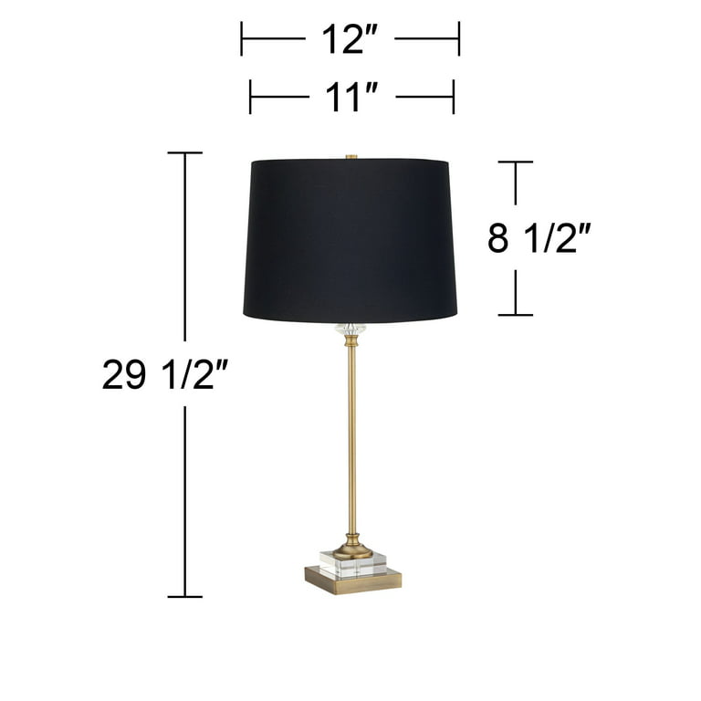 Regency Hill Julia 29 1/2 Tall Skinny Buffet Glam End Table Lamp Gold  Finish Metal Crystal Single Black Shade Living Room Bedroom