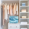 thumbnail image 4 of Yayeee Collapsible Cube Storage Bin with Lid Fabric Closet Decorative Basket with Handles, Green Watercolor Ocean Waves, 4 of 7
