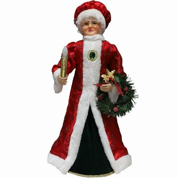 24-Inch Animated Mrs. Claus with Lighted Candle Musical Christmas Figure