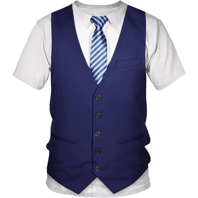 "Xishao Camiseta de verano para hombre, con estampado 3D, diseño de moño y moño en 3D, divertido, a la moda, retro, manga corta" Xishao ropa