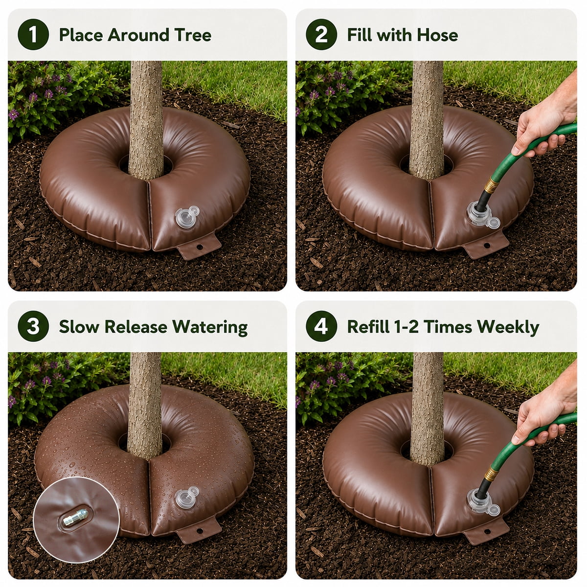 Tree Watering Bag Ring Drip Irrigation 15 Gallon Deep Root Slow Release Plant Irrigation for Newly Planted Garden Tree Watering System 2 Pcs