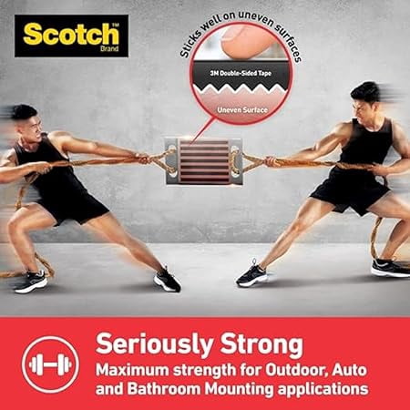 Scotch Extreme Double Sided Tape by 3M, 1M Holds 6.7Kg, (L: 1.5m, W: 19mm), Black