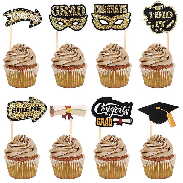 Mini Graduation Cap Food Picks Graduation Cake Toppers 2021 Class 2021 Cupcake Picks Grad Cap Graduation Cake Toppers