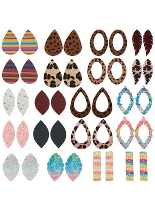 40Pcs 5 Style Leather Teardrop Drop Dangle Earring Making Charms Pendants  with Hole 1mm 1.5mm for DIY Dangle Leather Earring Jewelry Making Accessory  