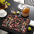 thumbnail image 4 of Pioneer Flower Floral Print Pattern Summer Placemats Table Placemats Set Of 4-Linen Kitchen Washable Placemats Table Mats 12x18 Inch Non-Slip Heat Resistant, 4 of 5
