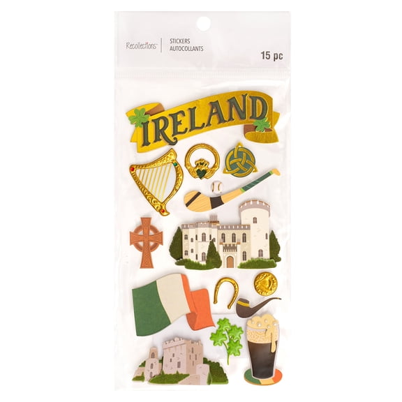 Recollections Ireland Dimensional Stickers, 12 Pack