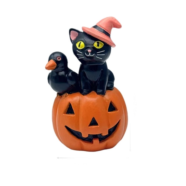 The Halloween Cat Pumpkin Statue Resin Statue The Of Halloween With Its Bizarre And Whimsical Design. Big Statue Little Thinker Outdoor Christmas Modern Decorative Objects Fall Decorations for Trees