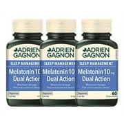 Adrien Gagnon Melatonin 10mg Dual Action Extra-Strength - 3 x 60 Tablets | Sleep and Relaxation Support