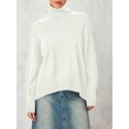 thumbnail image 7 of JYYYBF Women Turtleneck Sweater Casual Long Sleeve Solid Color Loose Fit Knitwear Winter Knit Pullover Tops, 7 of 7