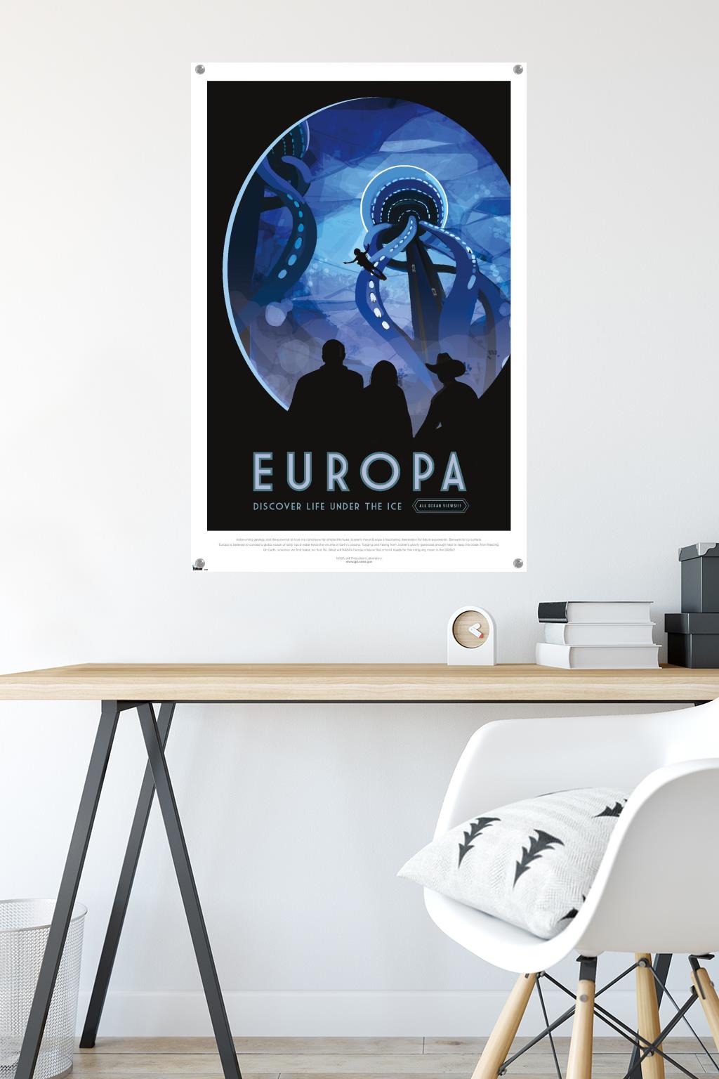 NASA - Europa Travel Poster Wall Poster with Pushpins, 22.375" x 34"
