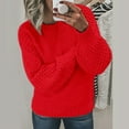 thumbnail image 2 of Duoif Women's Sweaters, Autumn & Winter Veneer Wool Sweater - Women's Loose Round Neck Top Fall Sweaters for Women Red S, 2 of 4