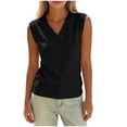 thumbnail image 3 of ClodeEU Women's V Neck Sleeveless Tank Top ,Solid Color Casual Summer Tops Black,Women's Plus L, 3 of 7