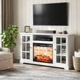 Farmhouse White Fireplace TV Stand for 65 inch TV with Adjustable ...