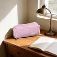 thumbnail image 2 of Large Pencil Pouch with 2 Zippered Compartments, Oxford Fabric Pencil Case with Minimalist Solid Design for Office Desk Travel Storage, 9 Inch, 2 of 7