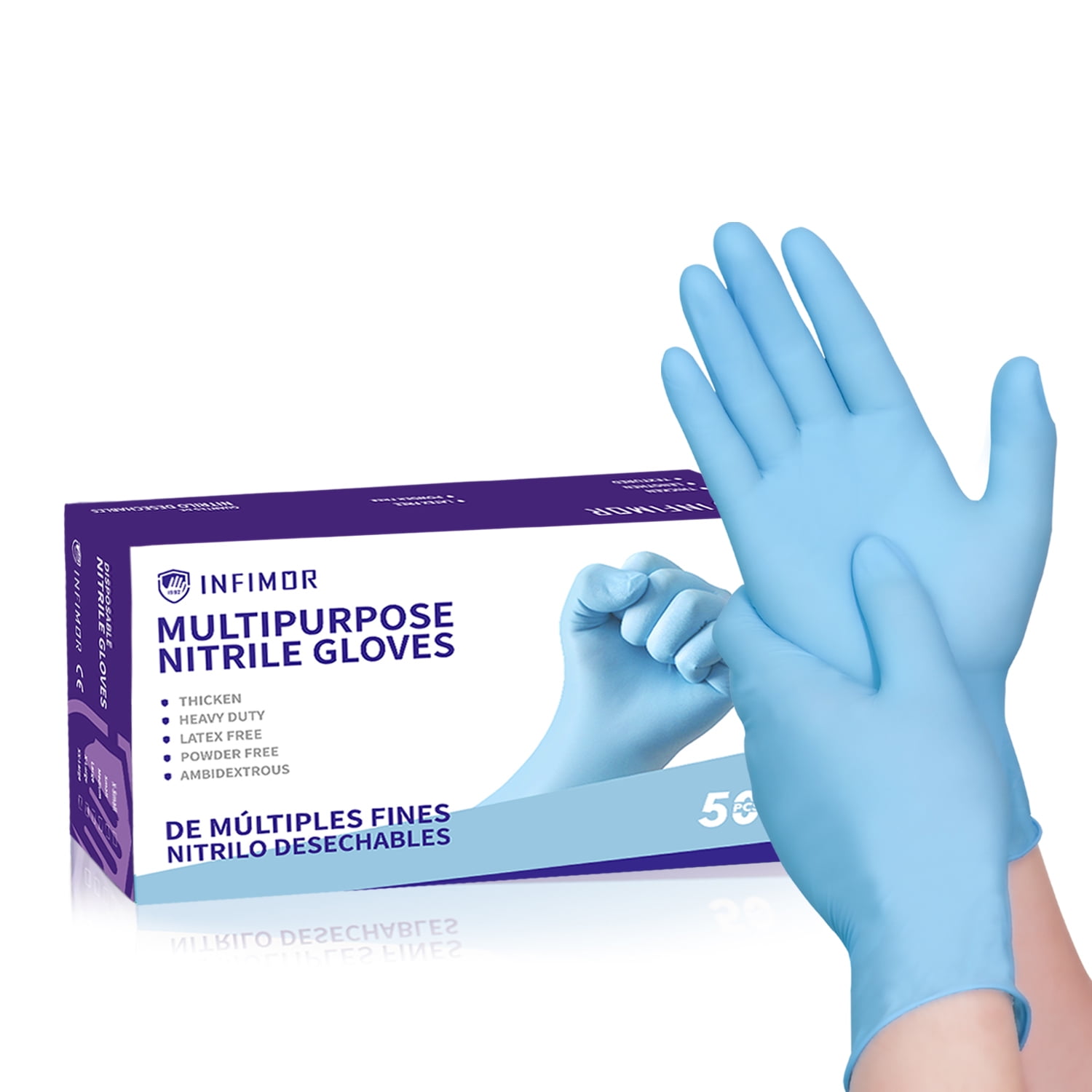 Ambitex N720BLK Series Powder Free Black Nitrile Gloves 10 Packs/Carton NMD720BLK 100/Pack Medium 