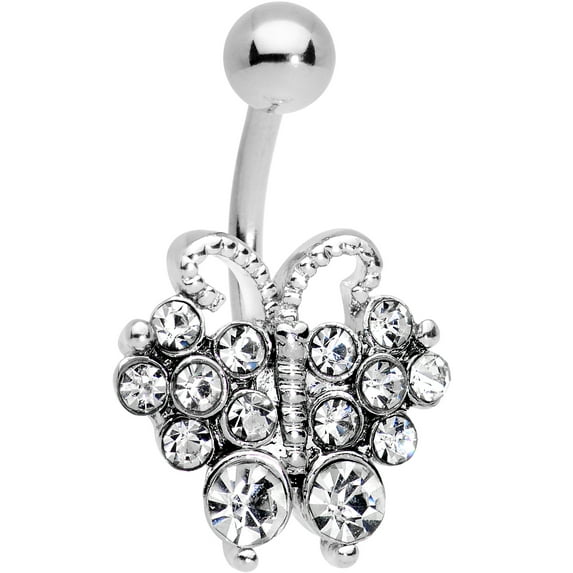 Body Candy Steel Clear Accent Butterfly Bliss Belly Button Ring